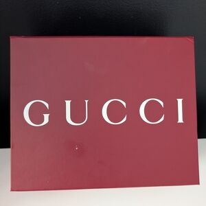 Authentic Burgundy Gucci Gift Box, Ribbon, and Tissue Paper